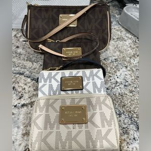 Michael Kors lot of 3 wallets & one small purse